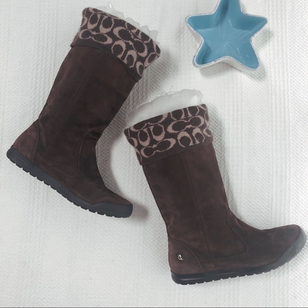 Coach | NWOT Tatum Suede Logo Boots 8.5 - Picture 2 of 8